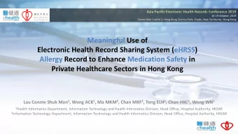 Meaningful Use of  Electronic Health Record Sharing System (eHRSS)  Allergy Record to Enhance