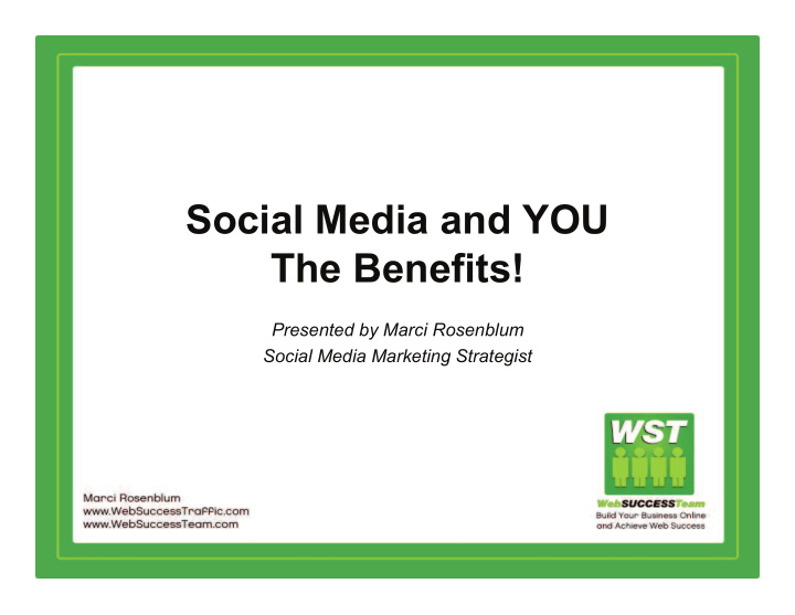 social media and you the benefits