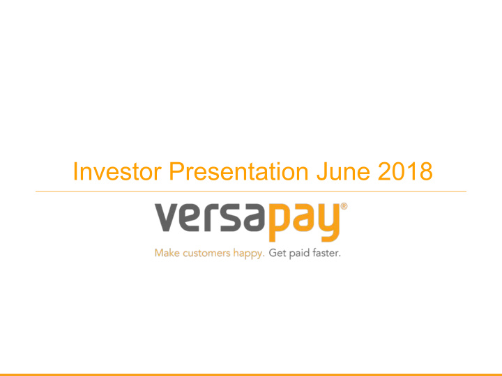 investor presentation june 2018 forward looking statements
