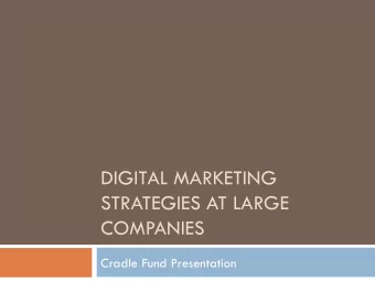 DIGITAL MARKETING  STRATEGIES AT LARGE  COMPANIES  Cradle Fund Presentation  You are not a large