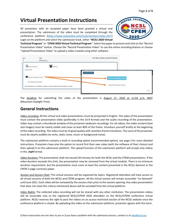 virtual presentation instructions