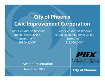 City of Phoenix Civic Improvement Corporation Junior Lien Airport Revenue Junior Lien Airport
