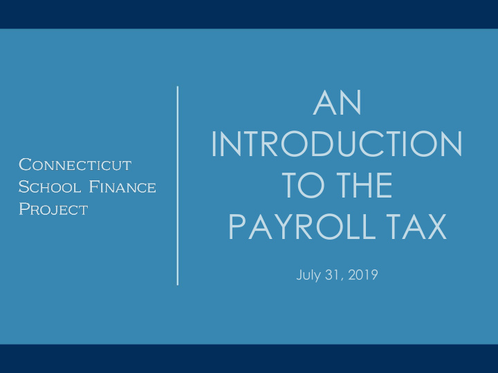 an introduction to the payroll tax