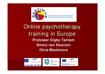 Online psychotherapy  Online psychotherapy  training in Europe  training in Europe  Professor Digby