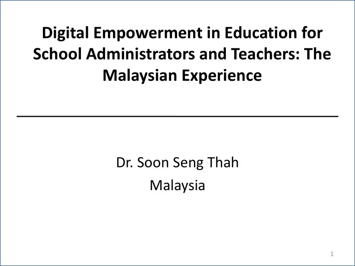 malaysian experience