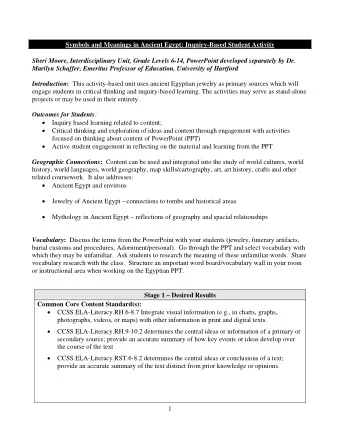 Understanding (s)/Goals:  Essential Question(s) Related to Theme(s):  Why did early Egyptians