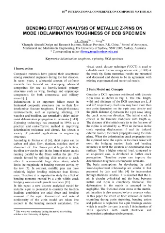 BENDING EFFECT ANALYSIS OF METALLIC Z-PINS ON  MODE I DELAMINATION TOUGHNESS OF DCB SPECIMEN S.L.