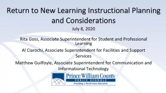 Return to Ne  New Learning Instructional Planning  and C  and Cons  nsider  iderat  atio  ions  ns