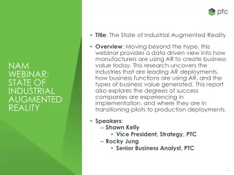WEBINAR:  how business functions are using AR, and the  STATE OF  types of business value