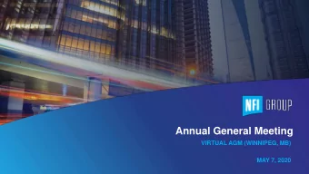 Annual General Meeting  VIRTUAL AGM (WINNIPEG, MB)  MAY 7, 2020  FORWARD LOOKING STATEMENTS,