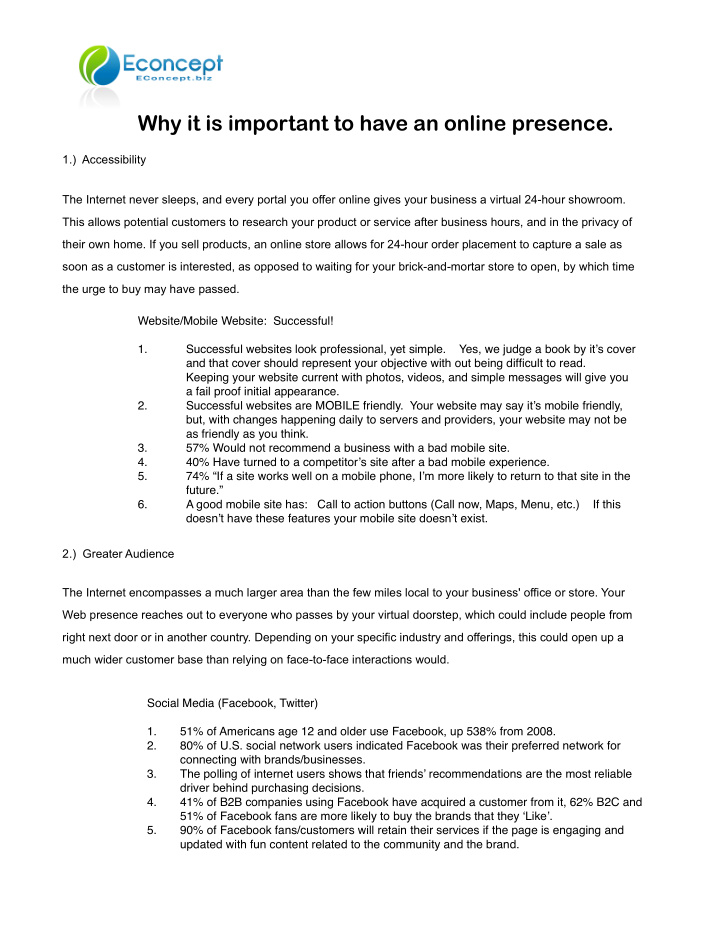 why it is important to have an online presence