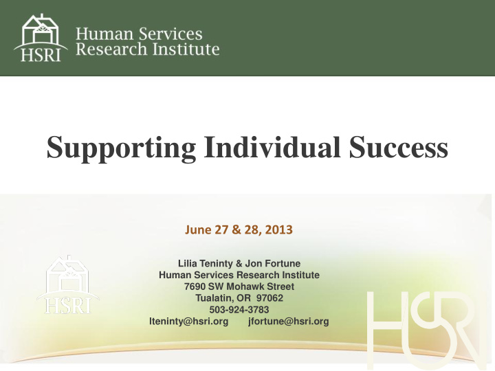 supporting individual success