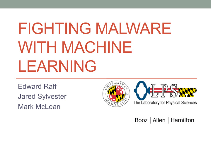 fighting malware with machine learning