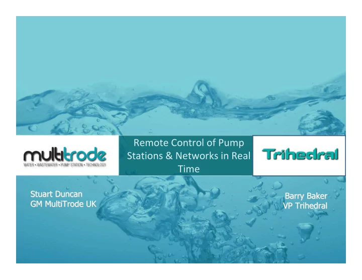 remote control of pump stations networks in real time