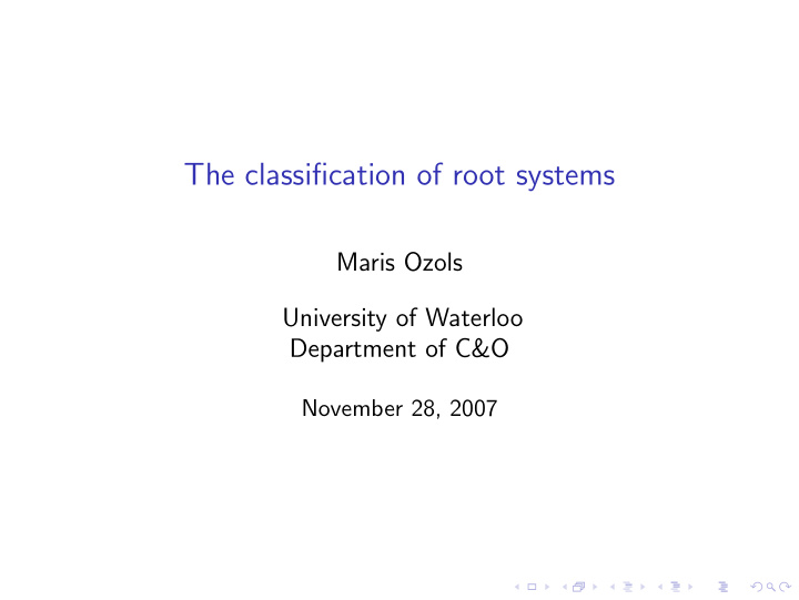 the classification of root systems