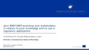 Joint BWP/ QWP workshop with stakeholders  in relation to prior knowledge and its use in
