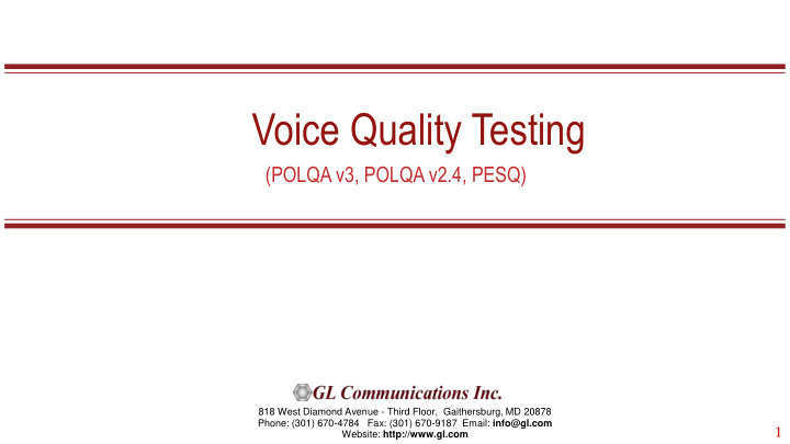 voice quality testing