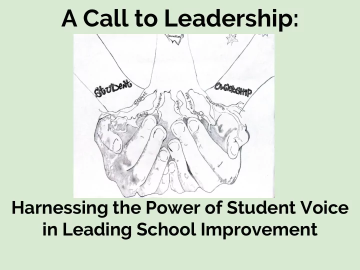 a call to leadership