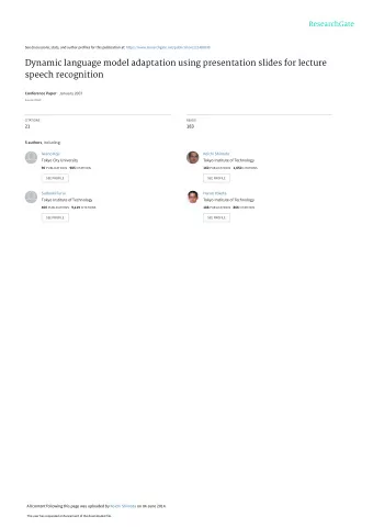 Dynamic language model adaptation using presentation slides for lecture  speech recognition