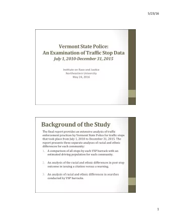 Background of the Study  The %inal report provides an extensive analysis of traf%ic  enforcement