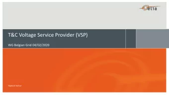 T&amp;C Voltage Service Provider (VSP)  WG Belgian Grid 04/02/2020  Raphal Dufour  Agenda 1.