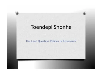 Toendepi Shonhe  The Land Question: Politics or Economic?  Tracing Inequality o 4% (Whites) of