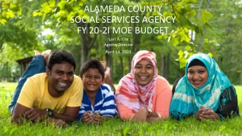 SOCIAL SERVICES AGENCY  FY 20-2I MOE BUDGET  Lori A. Cox  Agency Director  April 14, 2020