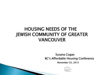 JEWISH  WISH COM  OMMUNITY  MUNITY OF  OF GREATER  EATER  VAN  ANCOUVER  COUVER  Susan  sana  a