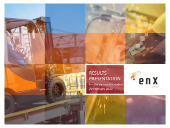 RESULTS  PRESENTATION  for the six months ended  29 February 2020  Disclaimer Certain statements in