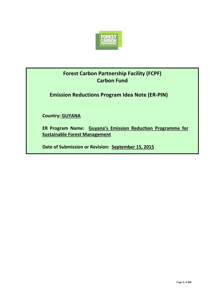 forest carbon partnership facility fcpf carbon fund