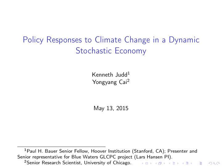 policy responses to climate change in a dynamic
