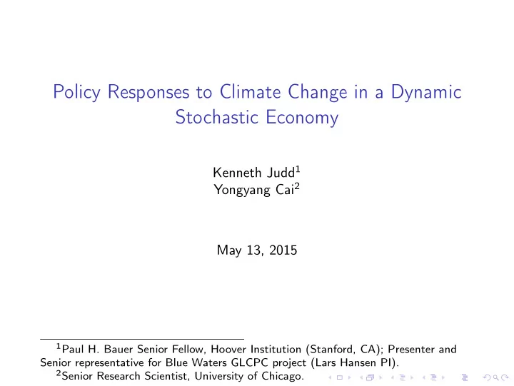 policy responses to climate change in a dynamic