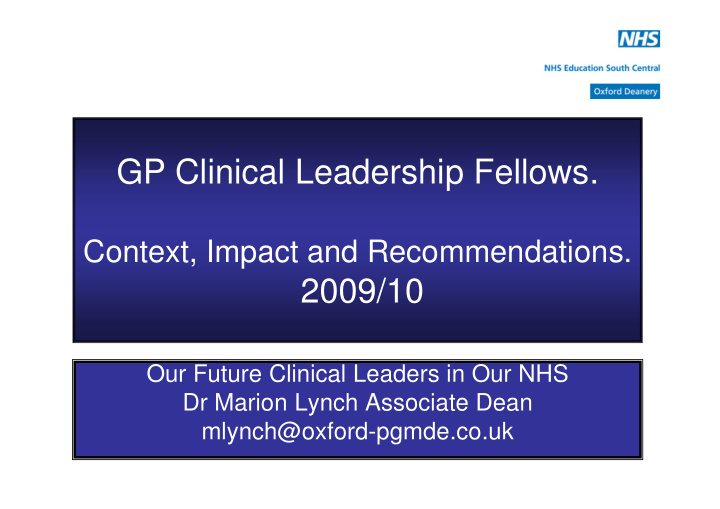 gp clinical leadership fellows