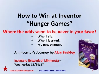 How to Win at Inventor  Hunger Games  Where the odds seem to be never in your favor!