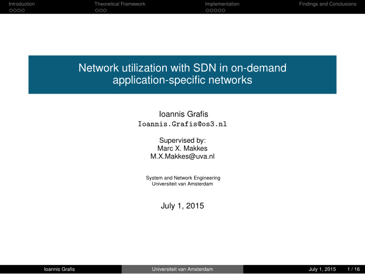 network utilization with sdn in on demand application