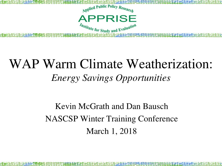 wap warm climate weatherization