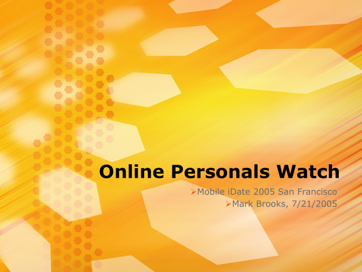 online personals watch