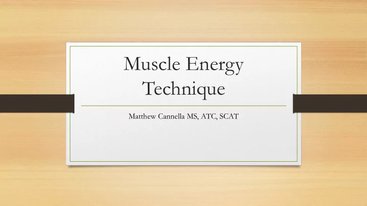 muscle energy technique