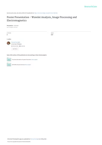 Poster Presentation - Wavelet Analysis, Image Processing and  Electromagnetics Presentation  July