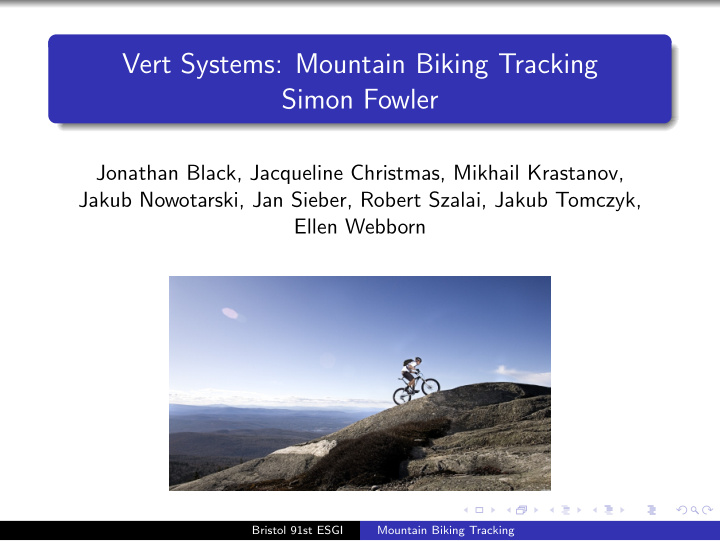 vert systems mountain biking tracking simon fowler