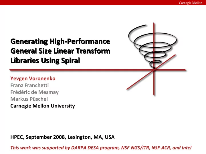 carnegie mellon generating high performance generating