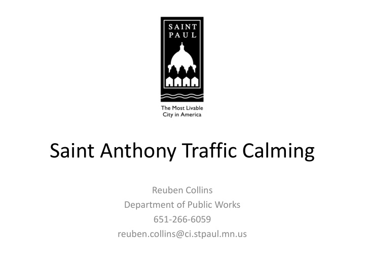 saint anthony traffic calming