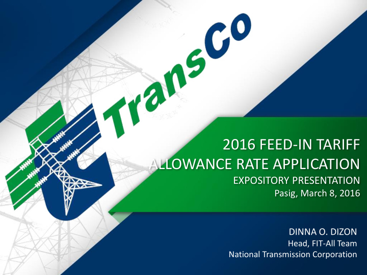 2016 feed in tariff allowance rate application