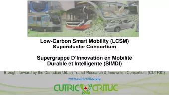 Low-Carbon Smart Mobility (LCSM)  Supercluster Consortium Supergrappe DInnovation en Mobilit