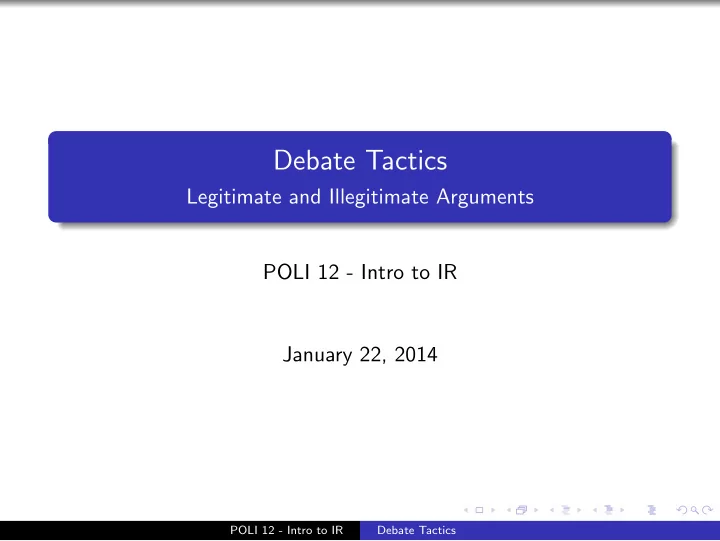 debate tactics