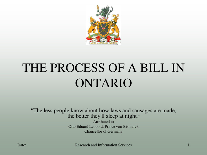 the process of a bill in ontario