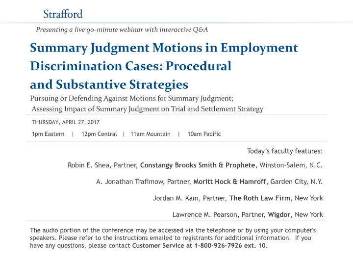 summary judgment motions in employment discrimination