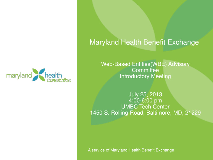 maryland health benefit exchange