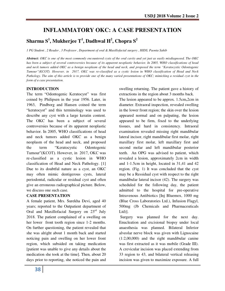 inflammatory okc a case presentation