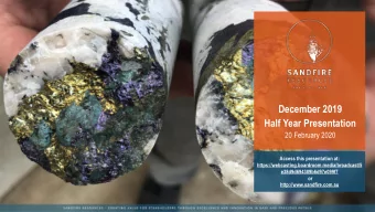 December 2019  Half Year Presentation  20 February 2020  Access this presentation at: